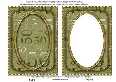 Olive Metallic 50 Birthday 7x5in Shaker Frame and Base