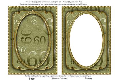 Olive Metallic 60 Birthday 7x5in Shaker Frame and Base