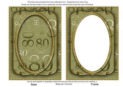 Olive Metallic 80 Birthday 7x5in Shaker Frame and Base