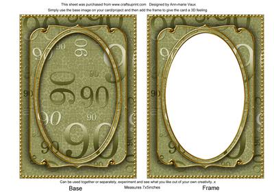 Olive Metallic 90 Birthday 7x5in Shaker Frame and Base