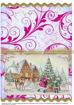 Christmas Santa Scene Wavy Card