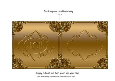 Blue Sapphire Gold Perfume 40th Birthday Folded Card Insert