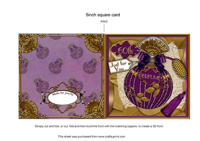 Amethyst Perfume 60th Birthday Folded Picture Card