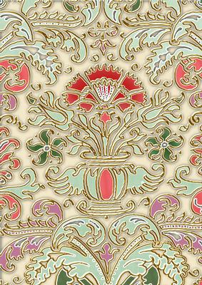 Mint Green Pastel Enamel Damask A4 Backing Paper