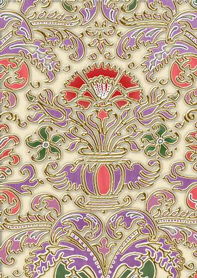Purple Pastel Enamel Damask A4 Backing Paper