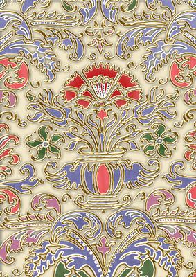 Dark Blue Pastel Enamel Damask A4 Backing Paper