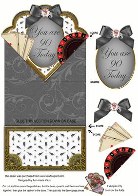 Black Roulette 90 Today Spring Card with Decoupage