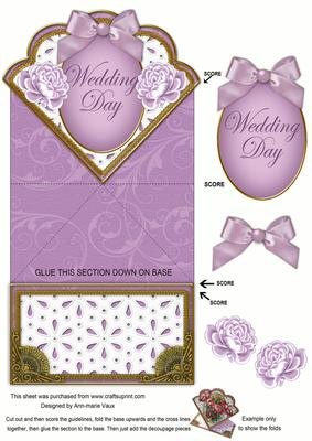 Lilac Roses Wedding Day Spring Card with Decoupage