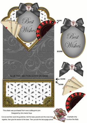 Black Roulette Best Wishes Spring Card with Decoupage