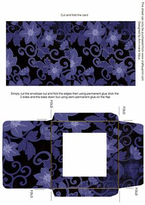 Dark Blue All Over Floral Midi Card and Envelope Sheet