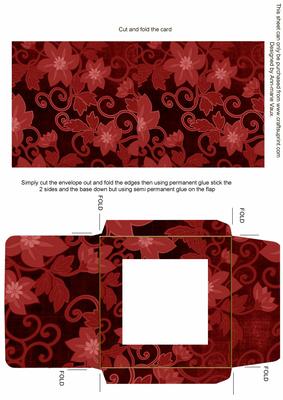 Dark Red All Over Floral Midi Card and Envelope Sheet