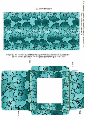 Teal Metallic Floral Print Midi Card and Envelope Sheet
