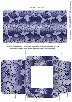 Blue Metallic Floral Print Midi Card and Envelope Sheet