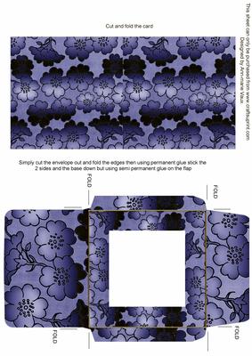 Dark Blue Metallic Floral Midi Card and Envelope Sheet