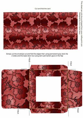 Dark Red Metallic Floral Midi Card and Envelope Sheet