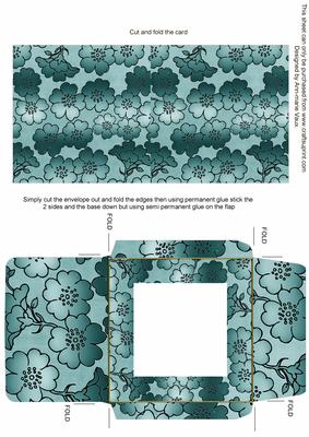 Dusky Teal Metallic Floral Midi Card and Envelope Sheet
