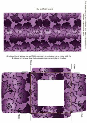 Purple Metallic Floral Midi Card and Envelope Sheet