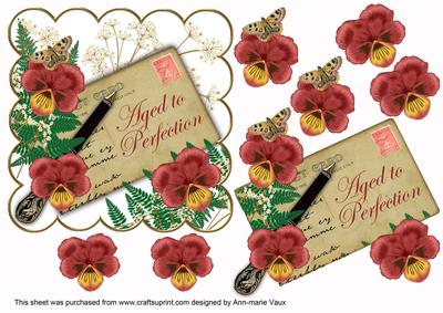Dark Red Pansy Ink Saver Aged to Perfection 6in Step by Step