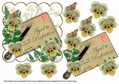 Olive Pansy Aged to Perfection Ink Saver 6in Step by Step