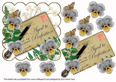 Silver Pansy Aged to Perfection Ink Saver 6in Step by Step