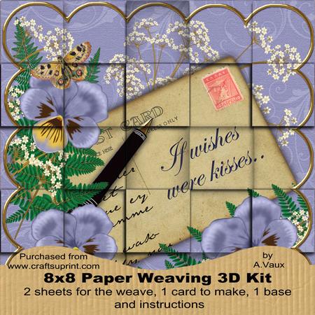 Blue Pansies If Wishes Were -  8in Paper Weaving Card Kit