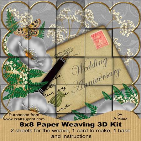 Silver Poppy Wedding Anniversary 8in Paper Weaving Card Kit