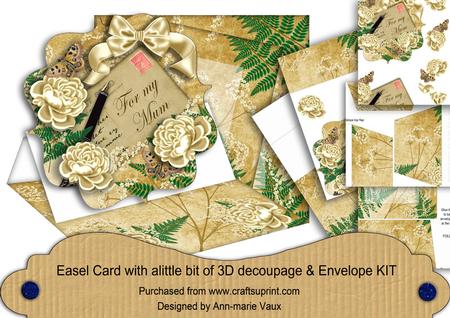 Cream Roses for My Mum Easel Card & Envelope Kit