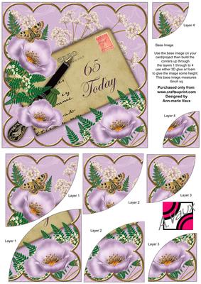Lilac Poppy Postcard 65 Today 6in Duo Corner Stacker