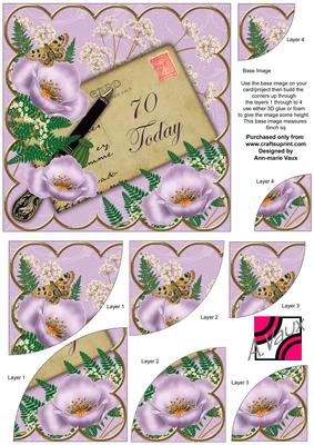 Lilac Poppy Postcard 70 Today 6in Duo Corner Stacker