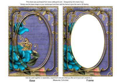 Teal Rose Blue 7x5in Shaker Base and Frame