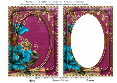 Teal Rose Cerise 7x5in Shaker Base and Frame