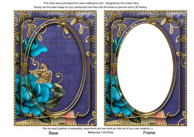 Teal Rose Dark Blue 7x5in Shaker Base and Frame