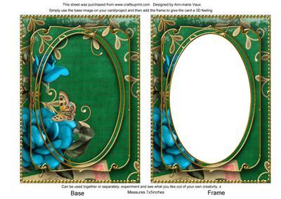 Teal Rose Dark Green 7x5in Shaker Base and Frame