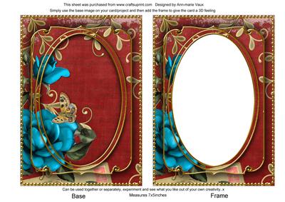Teal Rose Dark Red 7x5in Shaker Base and Frame