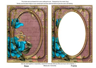 Teal Rose Dusky Pink 7x5in Shaker Base and Frame
