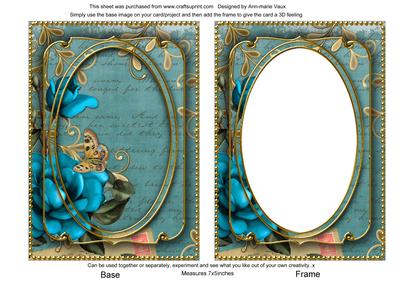 Teal Rose Dusky Teal 7x5in Shaker Base and Frame