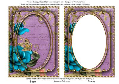 Teal Rose Lilac 7x5in Shaker Base and Frame