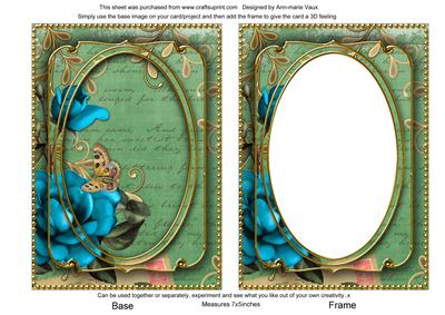 Teal Rose Mid Green 7x5in Shaker Base and Frame
