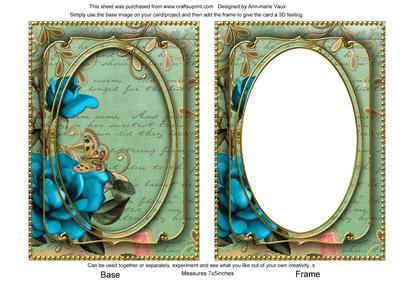 Teal Rose Mint Green 7x5in Shaker Base and Frame