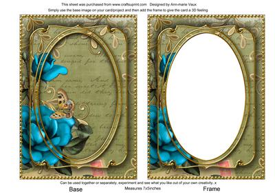 Teal Rose Olive 7x5in Shaker Base and Frame