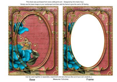 Teal Rose Red 7x5in Shaker Base and Frame