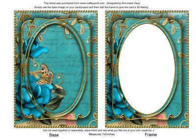 Teal Rose Teal 7x5in Shaker Base and Frame