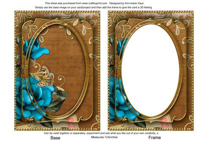 Teal Rose Tea 7x5in Shaker Base and Frame