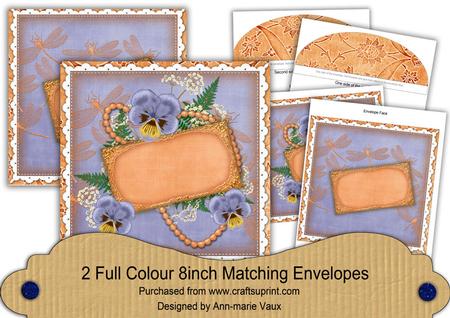 Blue Pansy Burnt Orange Ornate 8in Envelope Kit