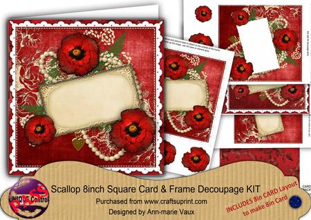 Red Poppies Ornate 8in Card Frame Kit