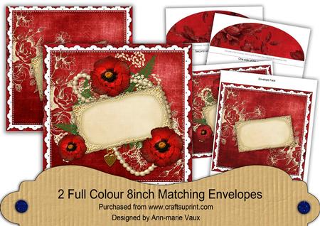 Beautiful Red Poppies Ornate 8in Envelope Kit
