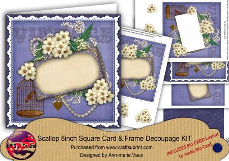 Vintage Blue Birdcage Ornate 8in Card Frame Kit