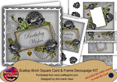 Black Roses Birthday Wishes 8in 3D Card Frame Kit