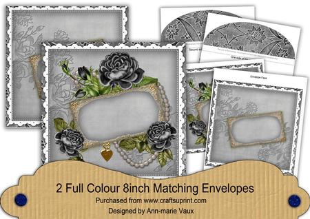 Black Roses Ornate 8in Envelope Kit