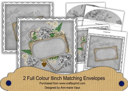 Silver Carnations Ornate 8in Envelope Kit